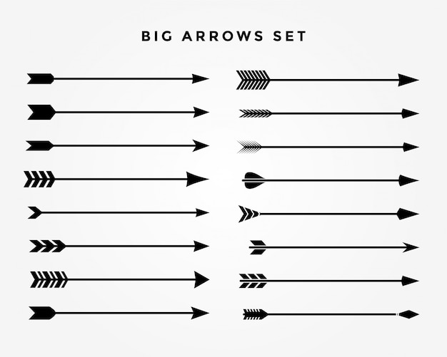 Бесплатное векторное изображение Винтажные классические стрелки набор шестнадцати стилей