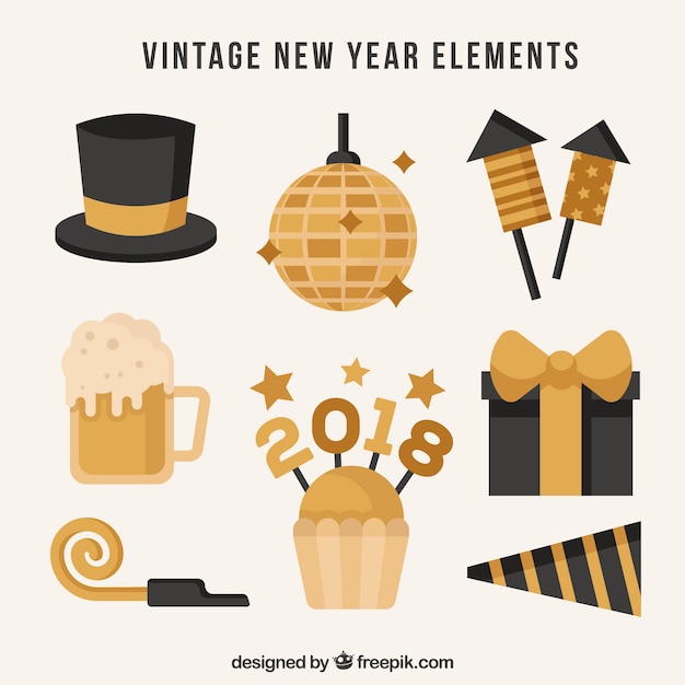 Vintage and classic new year party element collection