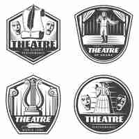 Free vector vintage classic theatre emblems set