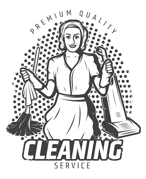 Винтажная иллюстрация службы уборки