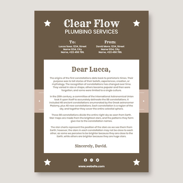 Vintage clear flow plumbing company letterhead