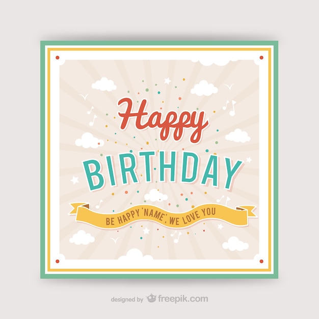 Free vector vintage cmyk birthday card