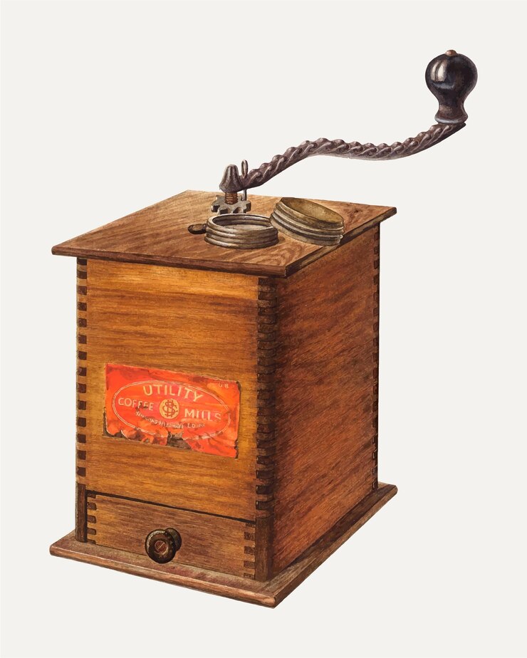 Free Vector vintage coffee grinder vector illustration, remixed from the artwork by archie thompson