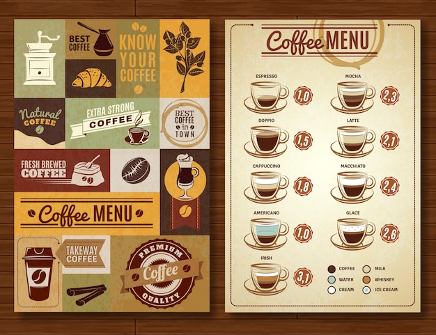 Bordo di caffè dell'annata menu 2 banner