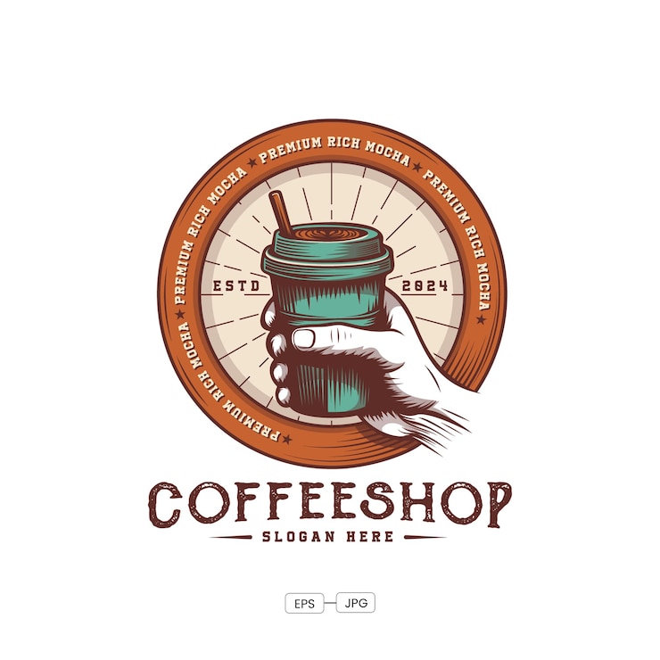 Free Vector vintage coffee shop vector logo design