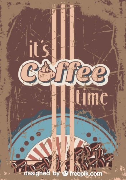 免费矢量古董咖啡时间枯燥乏味的海报
