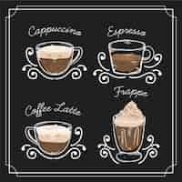 Free vector vintage coffee types