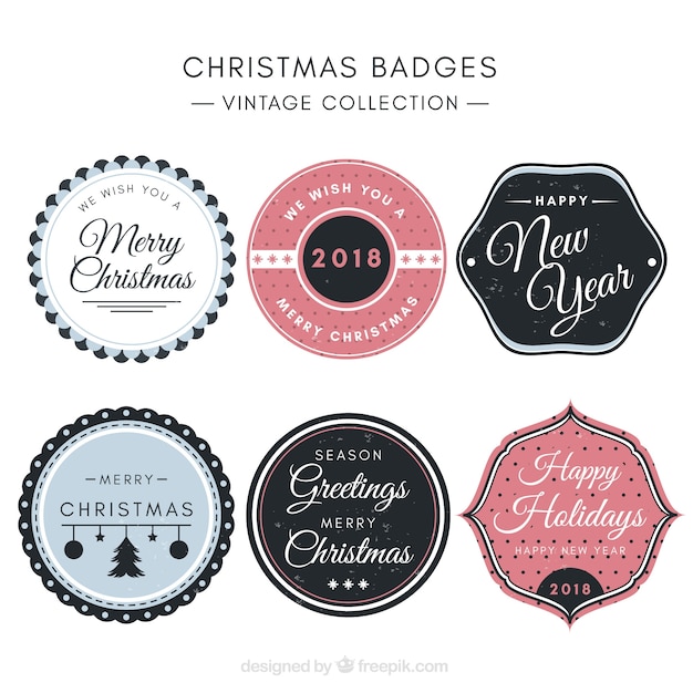 Free vector vintage collection of christmas badges