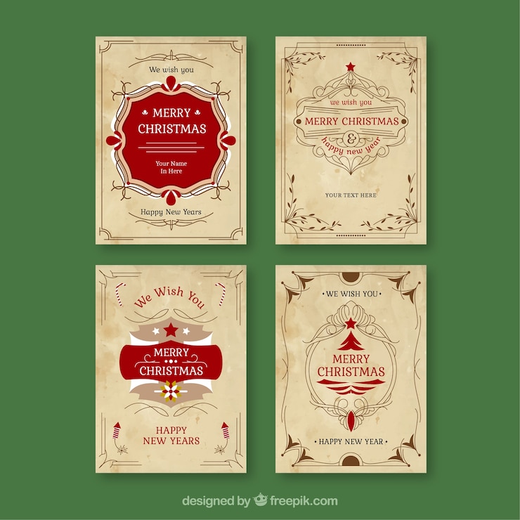 Free Vector vintage collection of christmas cards