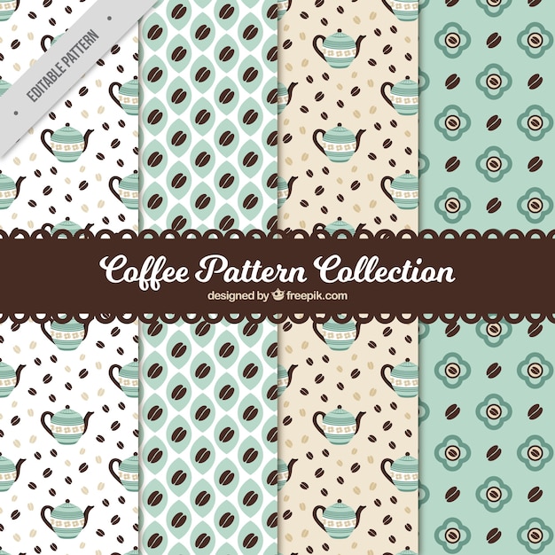 커피 패턴의 빈티지 컬렉션