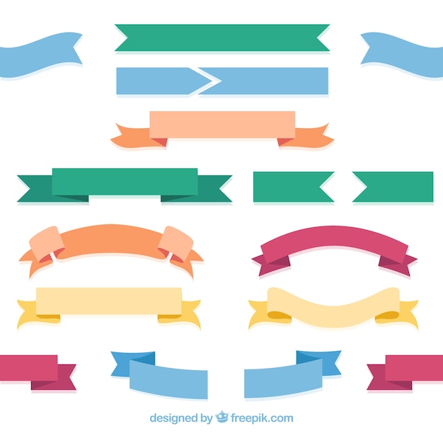 Free vector vintage collection of colored ribbons