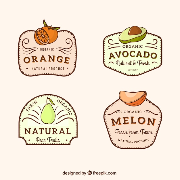 Free vector vintage collection of fruit labels