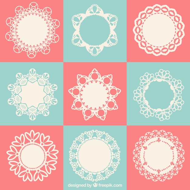 Free vector vintage collection of lace frame