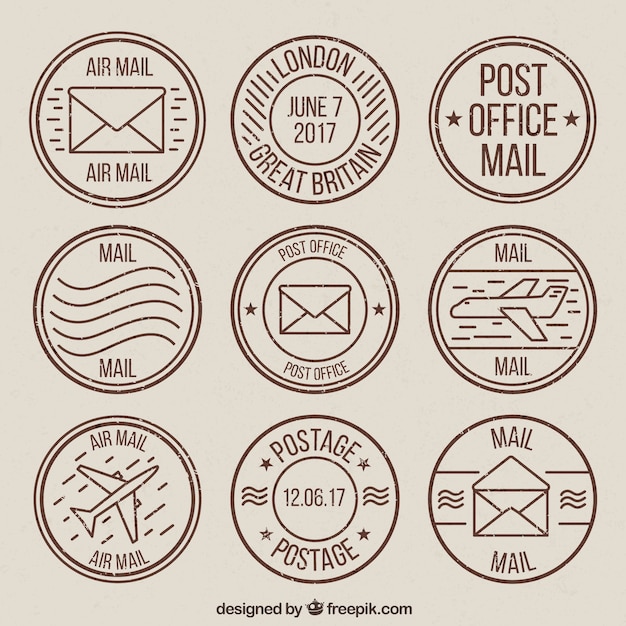 Free vector vintage collection of round post stamps