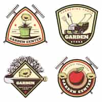 Free vector vintage colored gardening emblems set