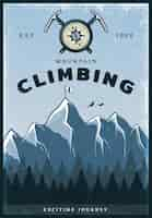 Free vector vintage colored mountain climbing poster