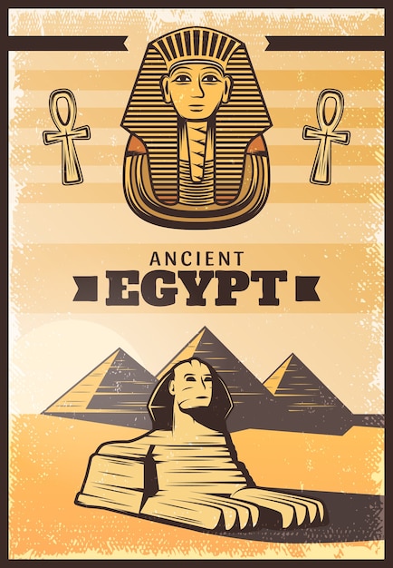 Free vector vintage colored travel egypt poster