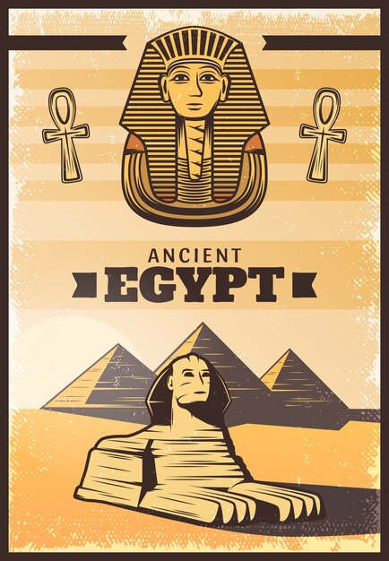 Vintage Colored Travel Egypt Poster