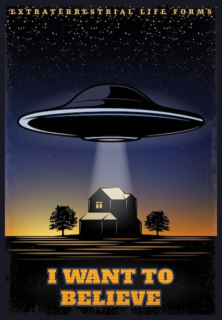 Free vector vintage colored ufo template