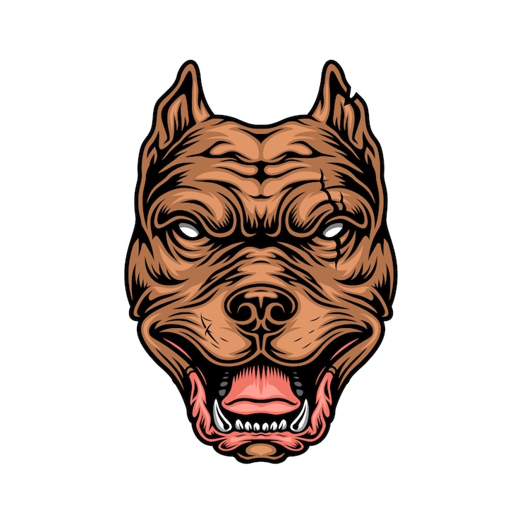Free Vector vintage colorful cruel pitbull head