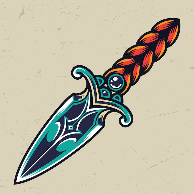 Vintage colorful dagger concept