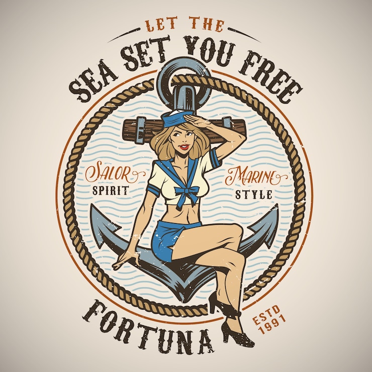 Free Vector vintage colorful marine logo