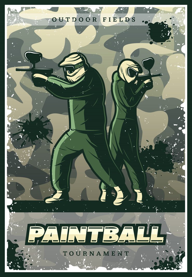 Free Vector vintage colorful paintball club poster