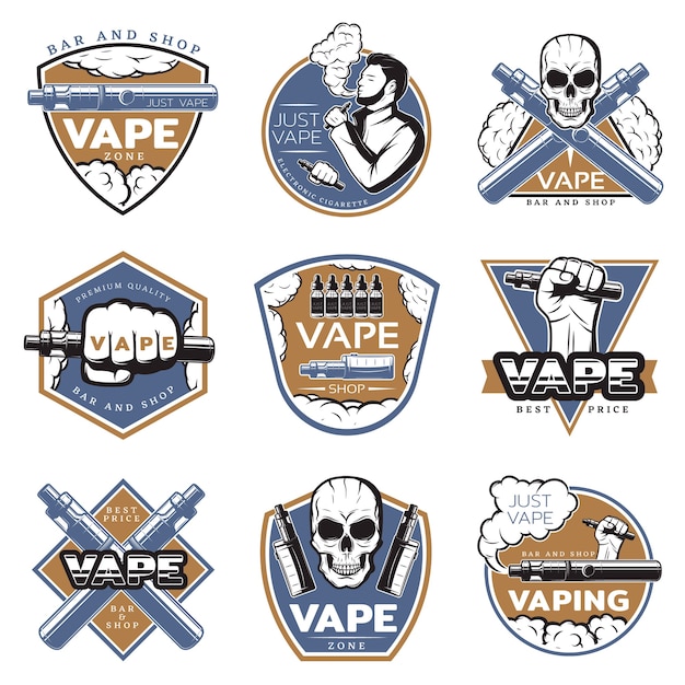 Vettore gratuito logo vintage colorato vape