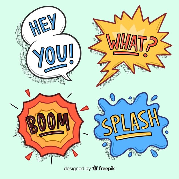 vintage comic empty speech bubbles set on blue background