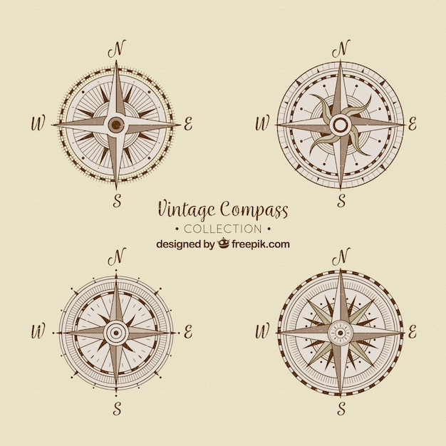 Free vector vintage compass collection