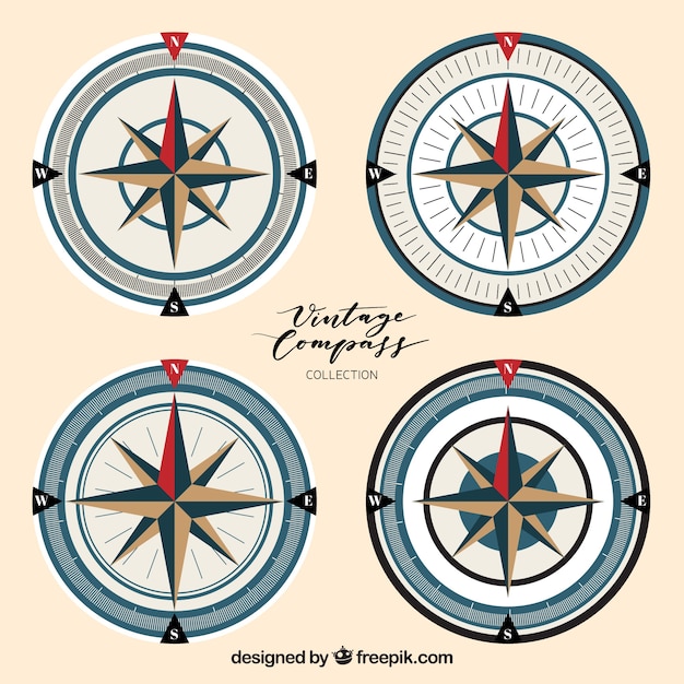 Free vector vintage compass collection