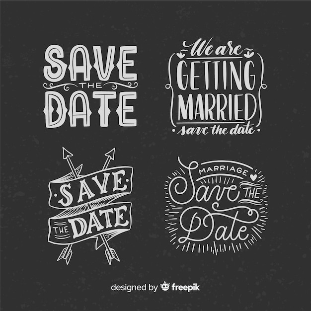 Vintage concept for lettering collection on weeding day