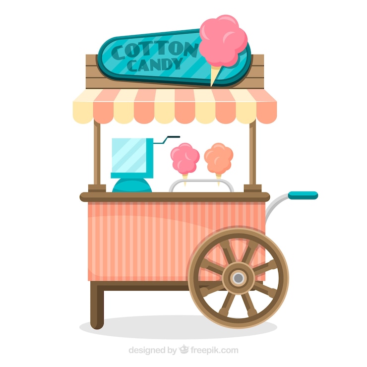 Free Vector vintage cotton candy cart