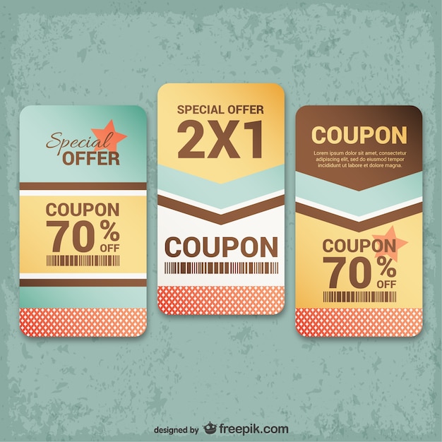 Free vector vintage coupons pack