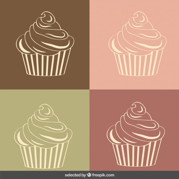 Vintage cupcakes illustration