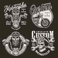 Free vector vintage custom motorcycle badges