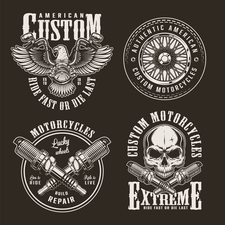 Free Vector vintage custom motorcycle labels