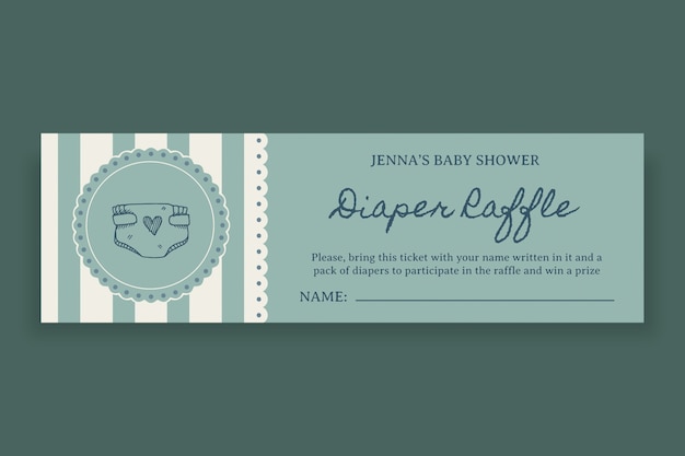 Free vector vintage cute baby shower diaper small raffle ticket