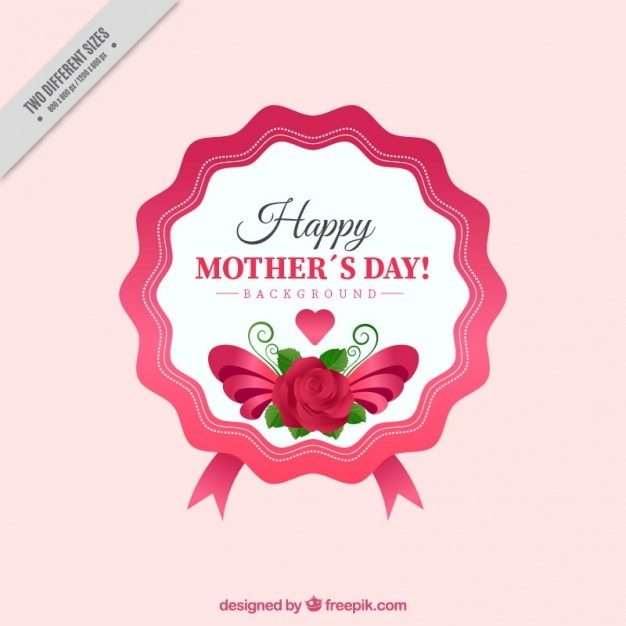 Free vector vintage cute mother's day label with a rose