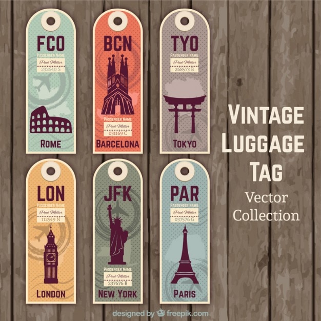 Free vector vintage cute travel tags