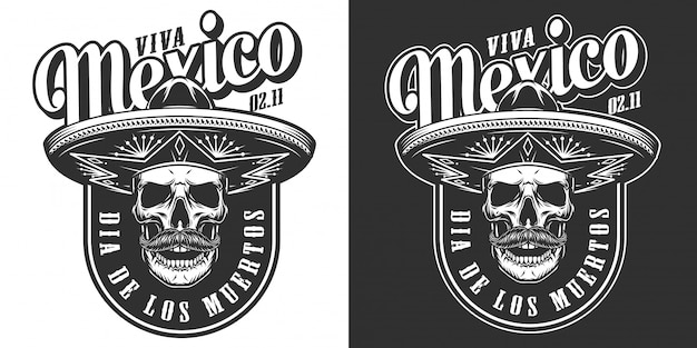 Free vector vintage day of dead monochrome print