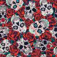 Free vector vintage day of dead seamless pattern