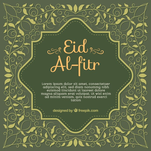 Vintage decorative background of eid al-fitr leaves