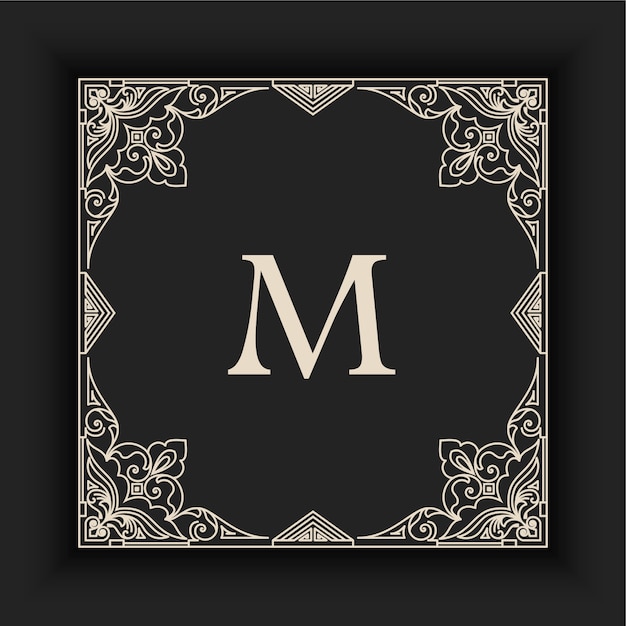 Free vector vintage decorative frame with initial