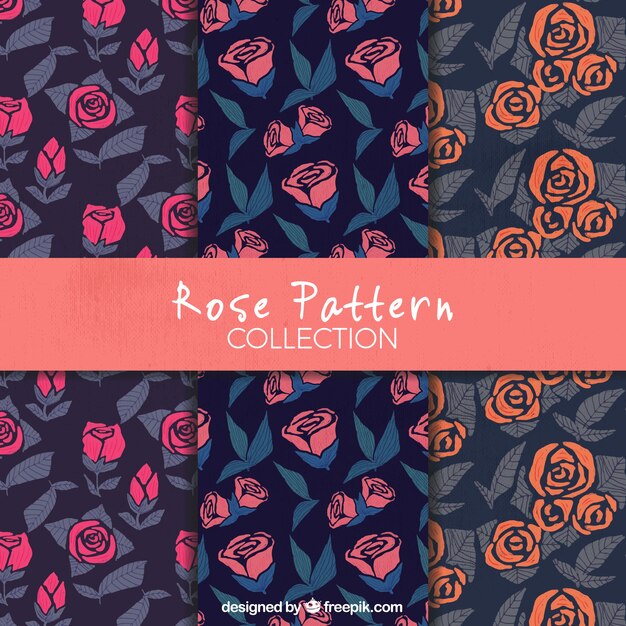 Free Vector vintage decorative patterns of roses