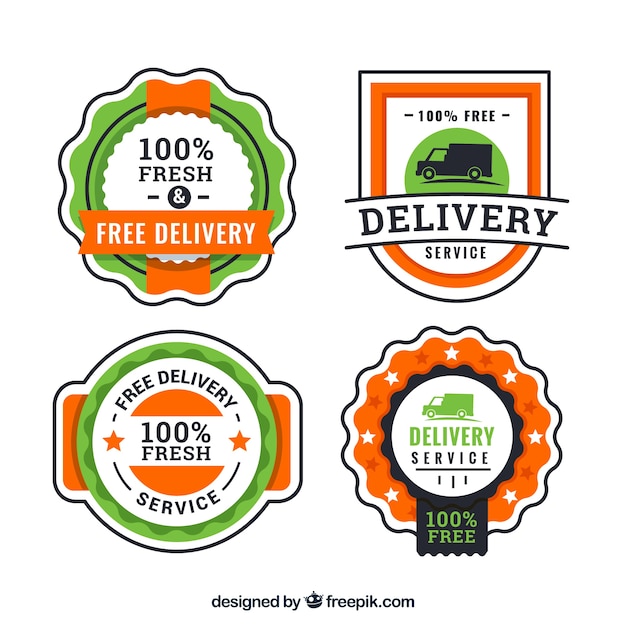 Free vector vintage delivery labels with lovely style