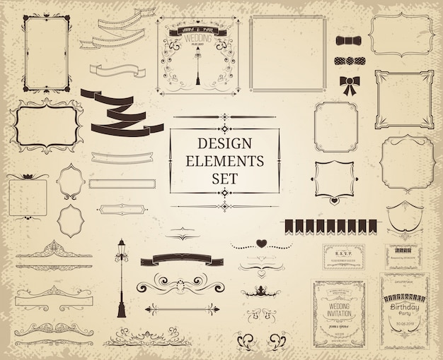 Free vector vintage design elements collection