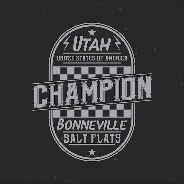 Free vector vintage design with calligraphic composition. utah champion.