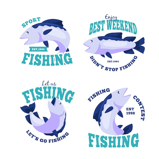 Free vector vintage detailed fishing badge set