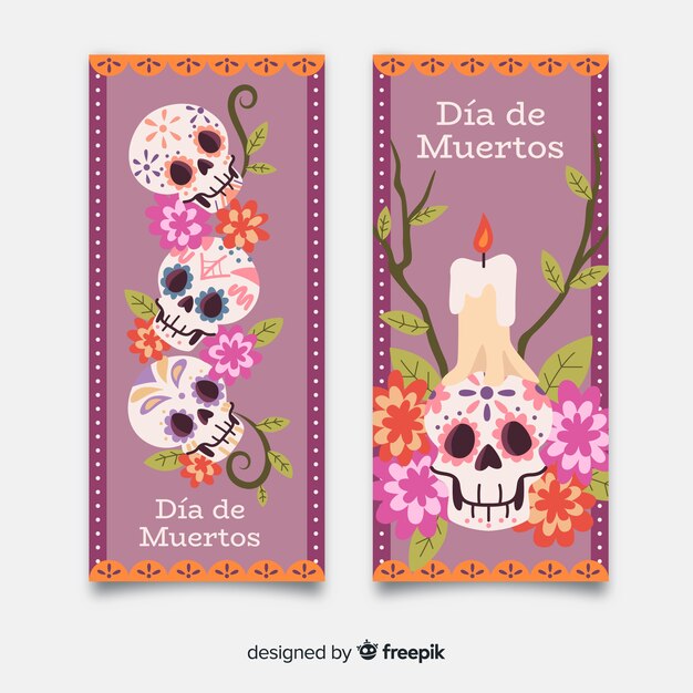빈티지 dia de muertos 배너